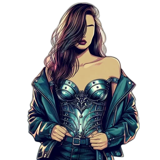 jacket, dress, jewelry, comic book art transparent PNG cut-out