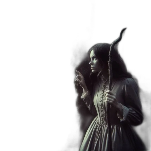 dress, creature, staff, mask transparent PNG cut-out