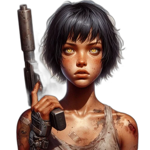 weapon, face, staff, robot transparent PNG cut-out