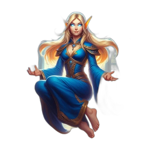 dress, staff, dragon, fantasy art transparent PNG cut-out