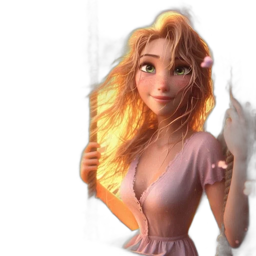 dress, staff, hair, face transparent PNG cut-out