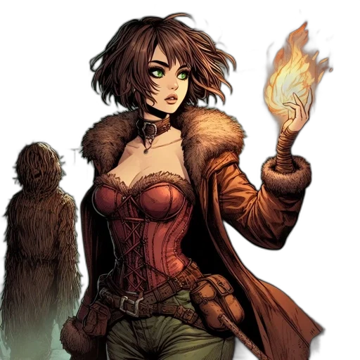 jacket, staff, comic book art, fantasy art transparent PNG cut-out