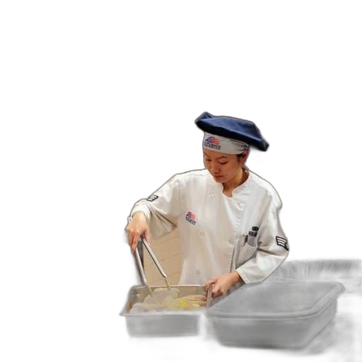food, staff, hat, jacket transparent PNG cut-out
