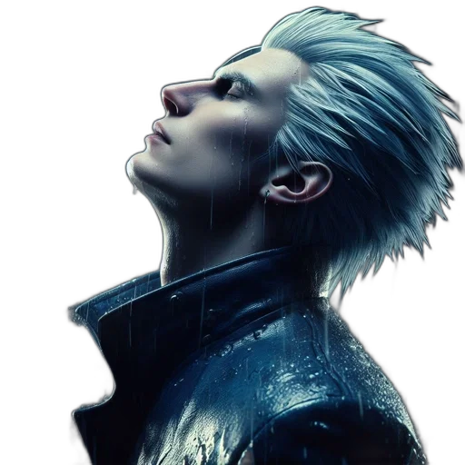 jacket, face, creature, photorealistic transparent PNG cut-out