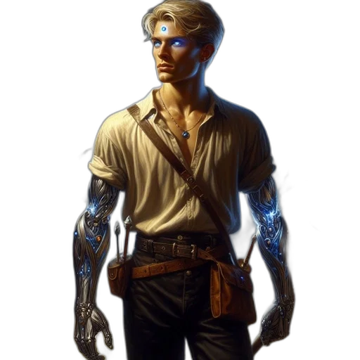robot, staff, cyberpunk, concept art transparent PNG cut-out