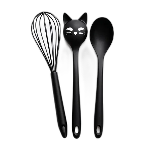 food, black, white, cat-shaped transparent PNG cut-out