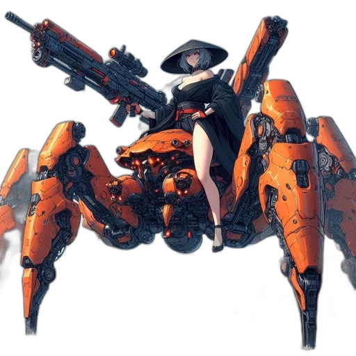 robot, weapon, concept art, 3d render transparent PNG cut-out