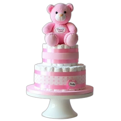 3d render, pink, teddy, bear transparent PNG cut-out