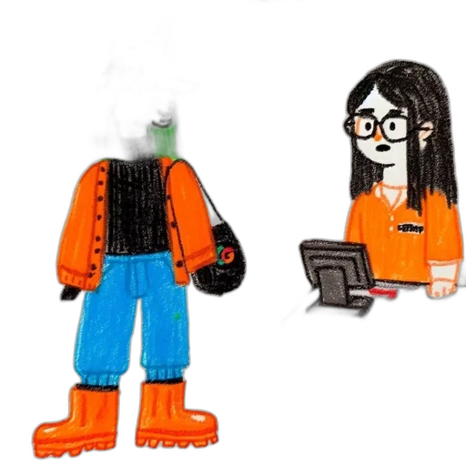staff, robot, jacket, creature transparent PNG cut-out