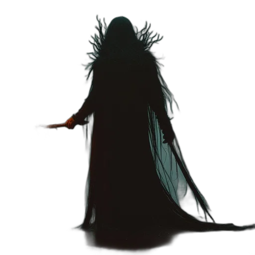 staff, hair, creature, dress transparent PNG cut-out