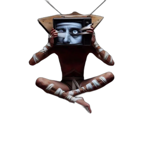 robot, mask, staff, creature transparent PNG cut-out