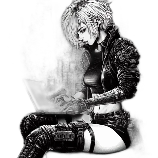 jacket, weapon, sword, robot transparent PNG cut-out