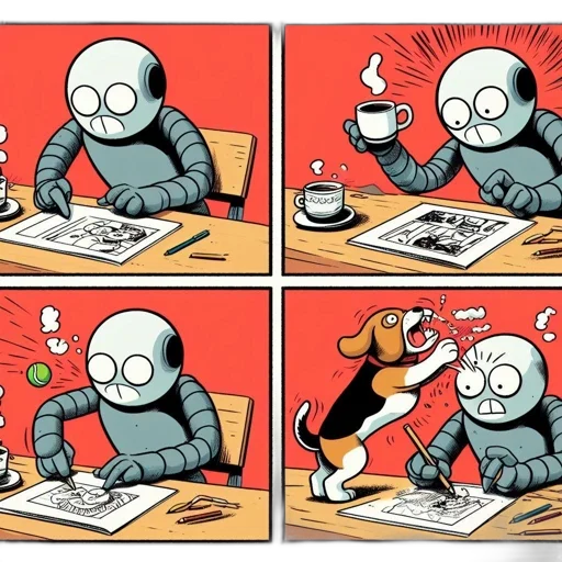 robot, comic book art, concept art, cartoon transparent PNG cut-out