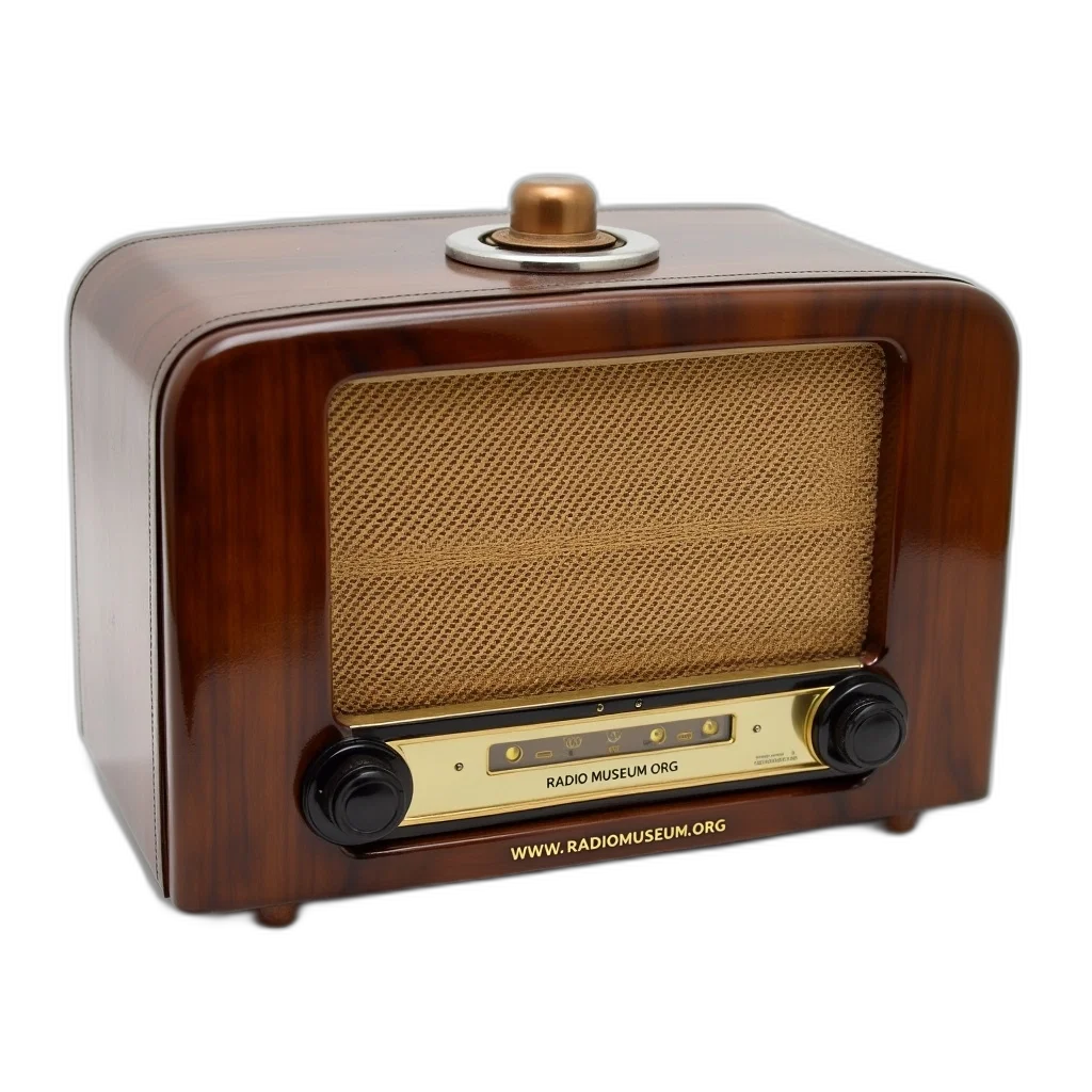 3d render, vintage, radio, wooden transparent PNG cut-out
