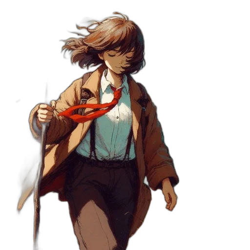 jacket, staff, weapon, mask transparent PNG cut-out
