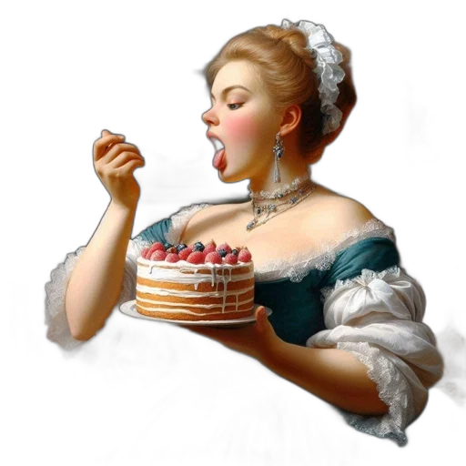 food, photorealistic, woman, vintage transparent PNG cut-out