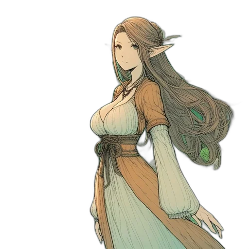 dress, staff, fantasy art, concept art transparent PNG cut-out