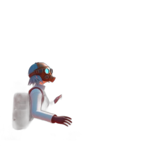 robot, creature, mask, staff transparent PNG cut-out