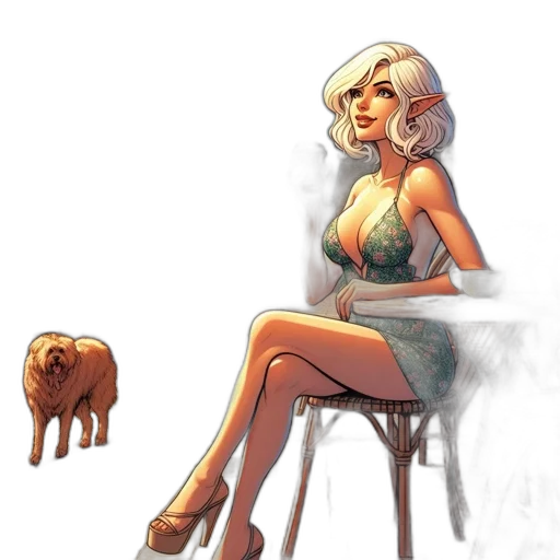 dress, concept art, fantasy art, comic book art transparent PNG cut-out
