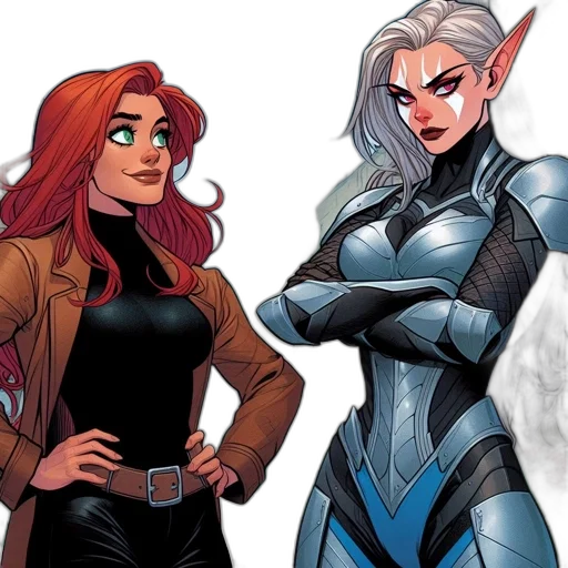 comic book art, concept art, image, two transparent PNG cut-out
