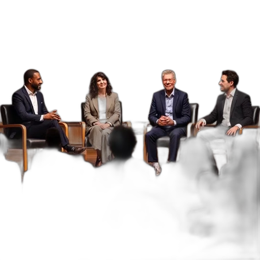 staff, panelists, paley, center transparent PNG cut-out