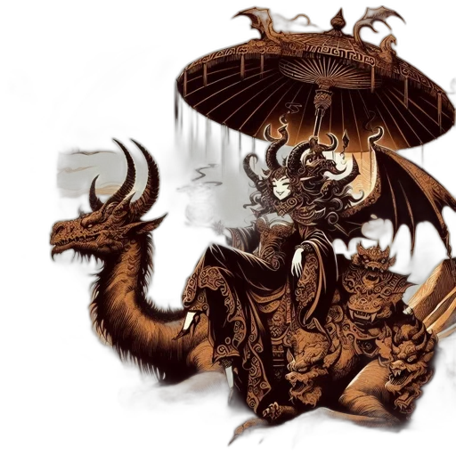 dragon, staff, creature, hat transparent PNG cut-out