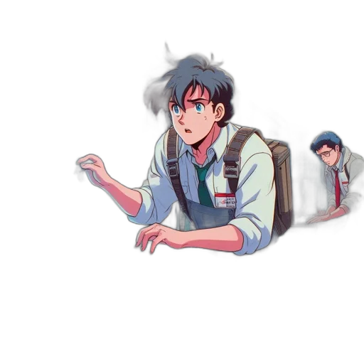 jacket, staff, creature, concept art transparent PNG cut-out
