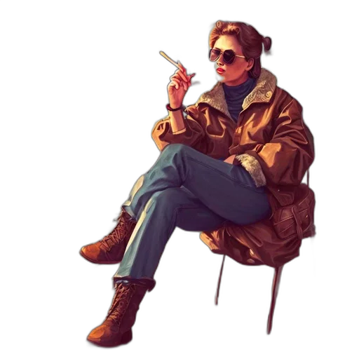 jacket, staff, concept art, cyberpunk transparent PNG cut-out