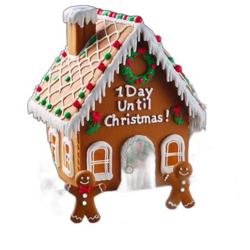 3d render, snow, gingerbread, house transparent PNG cut-out