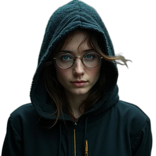 jacket, face, staff, weapon transparent PNG cut-out