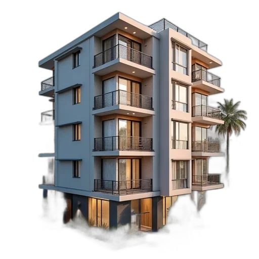 building, 3d render, photorealistic, concept art transparent PNG cut-out