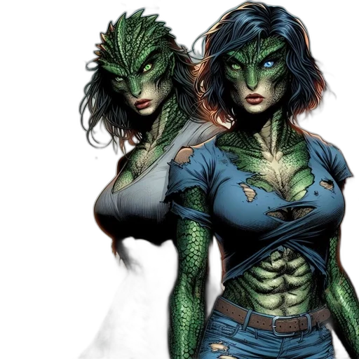 comic book art, concept art, fantasy art, green transparent PNG cut-out