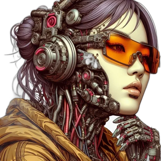 robot, face, mask, cyberpunk transparent PNG cut-out