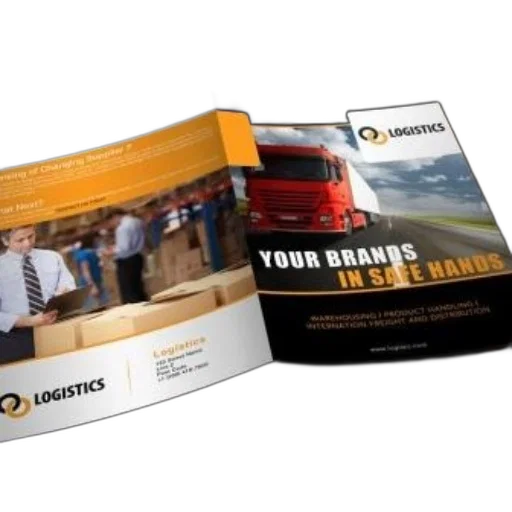 brochure, logistics, features, red transparent PNG cut-out