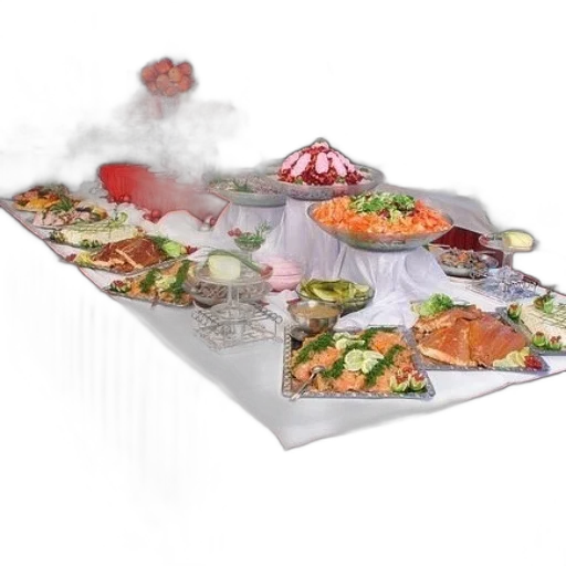 food, umbrella, 3d render, photorealistic transparent PNG cut-out
