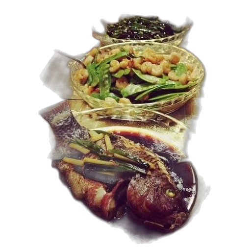 food, photorealistic, plate, fish transparent PNG cut-out