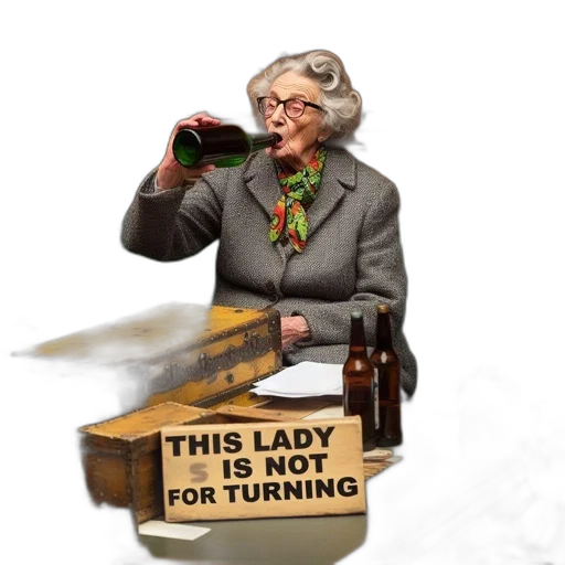 elderly, lady, drinks, green transparent PNG cut-out