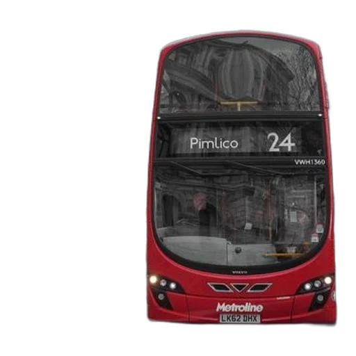 3d render, photorealistic, red, double-decker transparent PNG cut-out