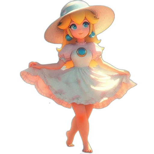 dress, hat, flower, staff transparent PNG cut-out