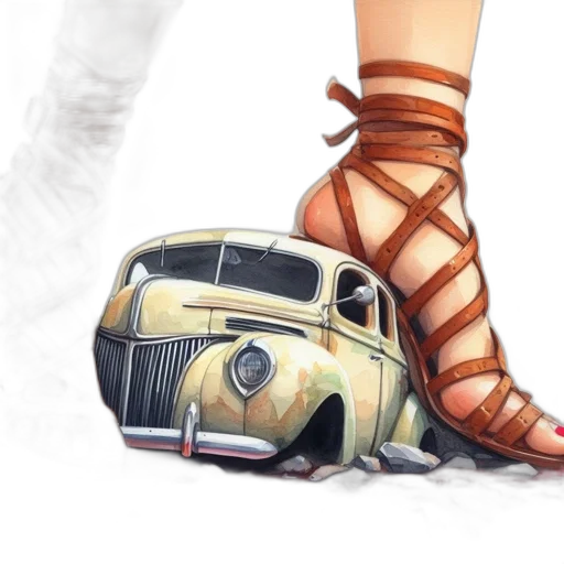 shoes, car, robot, watercolor transparent PNG cut-out