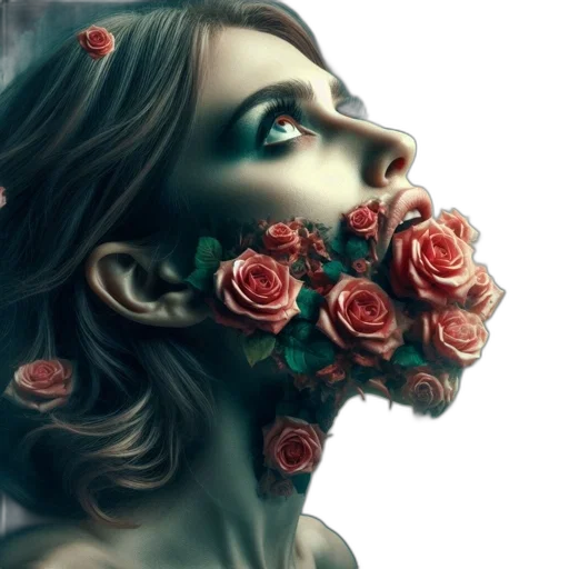 face, mask, flower, photorealistic transparent PNG cut-out