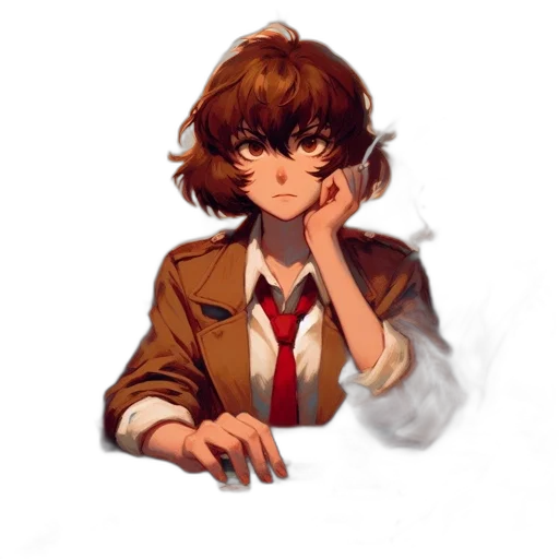 jacket, face, creature, staff transparent PNG cut-out