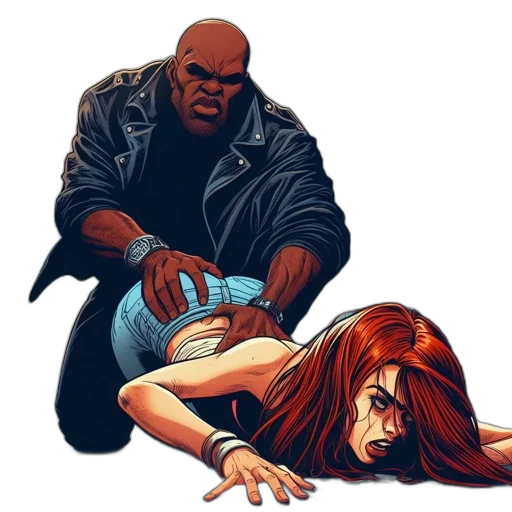 comic book art, concept art, cyberpunk, fire transparent PNG cut-out