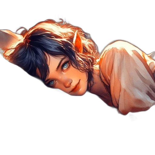 face, dress, staff, hair transparent PNG cut-out