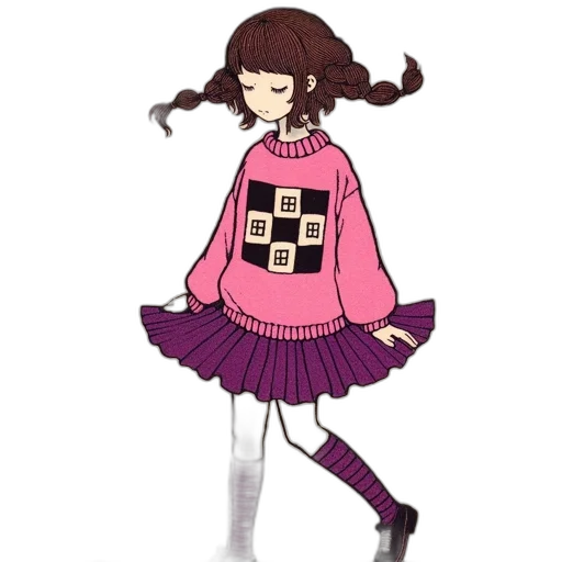 dress, jacket, staff, hair transparent PNG cut-out