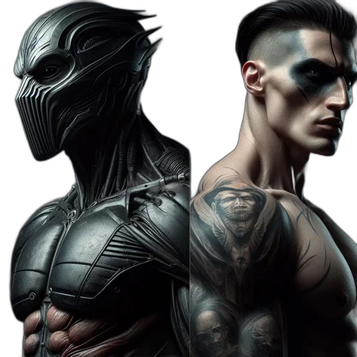 comic book art, fantasy art, concept art, cyberpunk transparent PNG cut-out