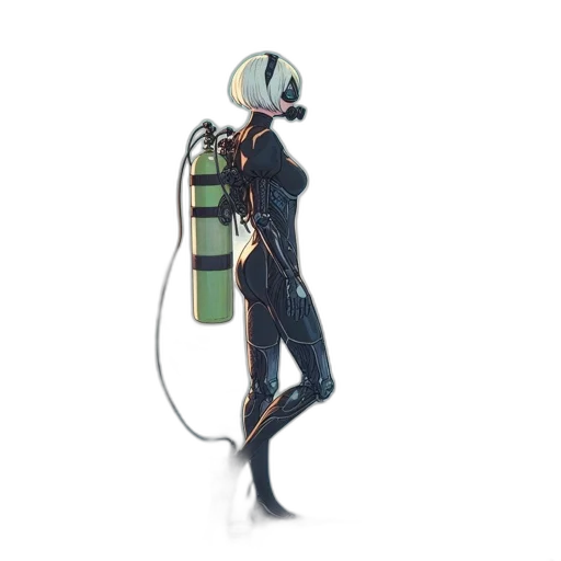 robot, staff, mask, cyberpunk transparent PNG cut-out