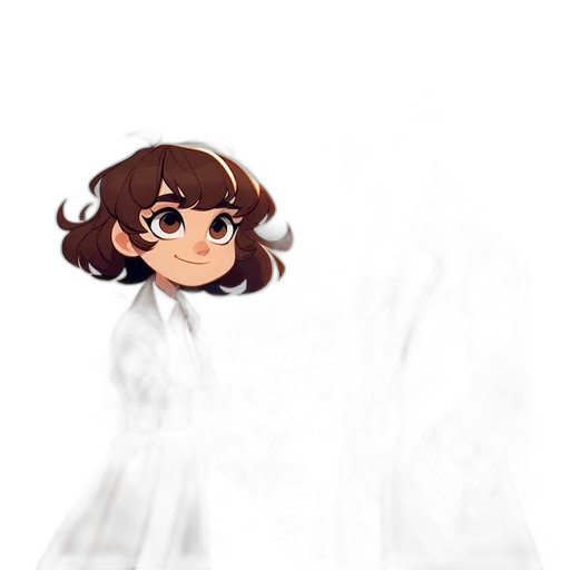dress, hair, staff, creature transparent PNG cut-out