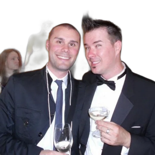 staff, two, men, tuxedos transparent PNG cut-out