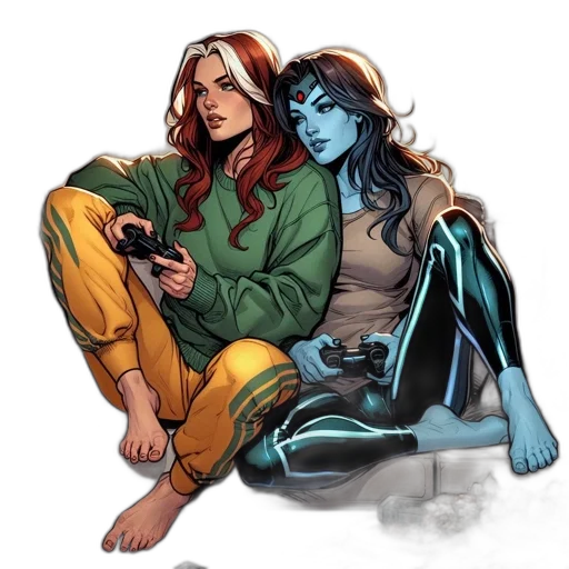 comic book art, concept art, fantasy art, blue transparent PNG cut-out